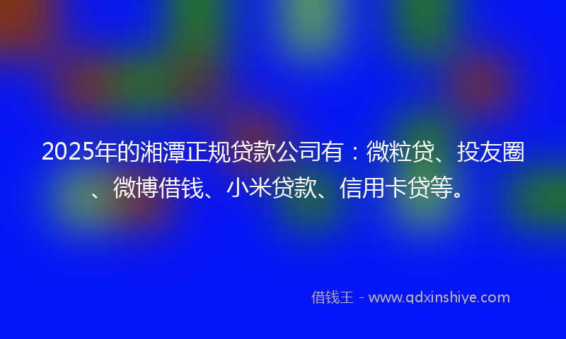 2025年的湘潭正规贷款公司有：微粒贷、投友圈、微博借钱、小米贷款、信用卡贷等。