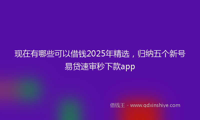 现在有哪些可以借钱2025年精选，归纳五个新号易贷速审秒下款app