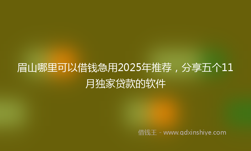 眉山哪里可以借钱急用2025年推荐，分享五个11月独家贷款的软件