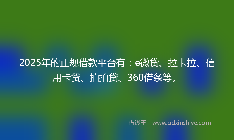 2025年的正规借款平台有：e微贷、拉卡拉、信用卡贷、拍拍贷、360借条等。