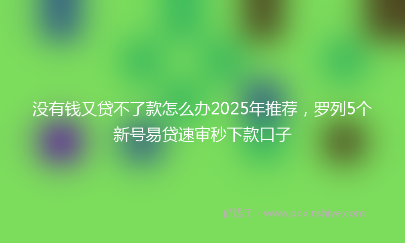 没有钱又贷不了款怎么办2025年推荐，罗列5个新号易贷速审秒下款口子