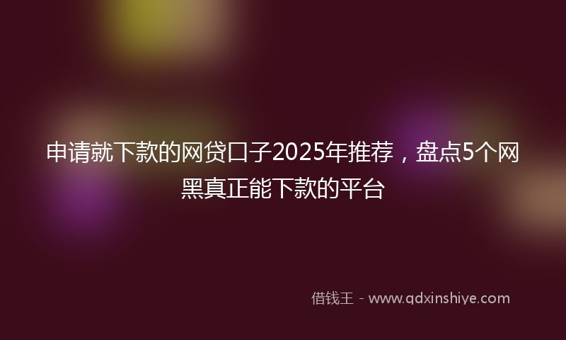 申请就下款的网贷口子2025年推荐，盘点5个网黑真正能下款的平台