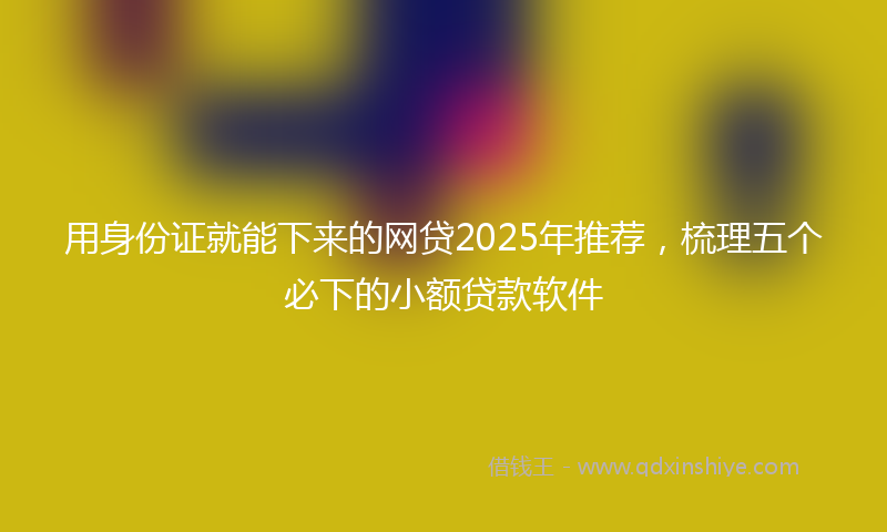 用身份证就能下来的网贷2025年推荐，梳理五个必下的小额贷款软件