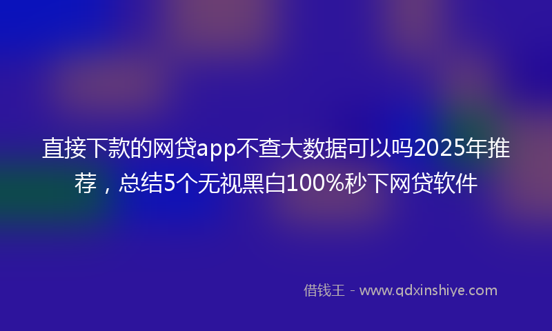 直接下款的网贷app不查大数据可以吗2025年推荐，总结5个无视黑白100%秒下网贷软件
