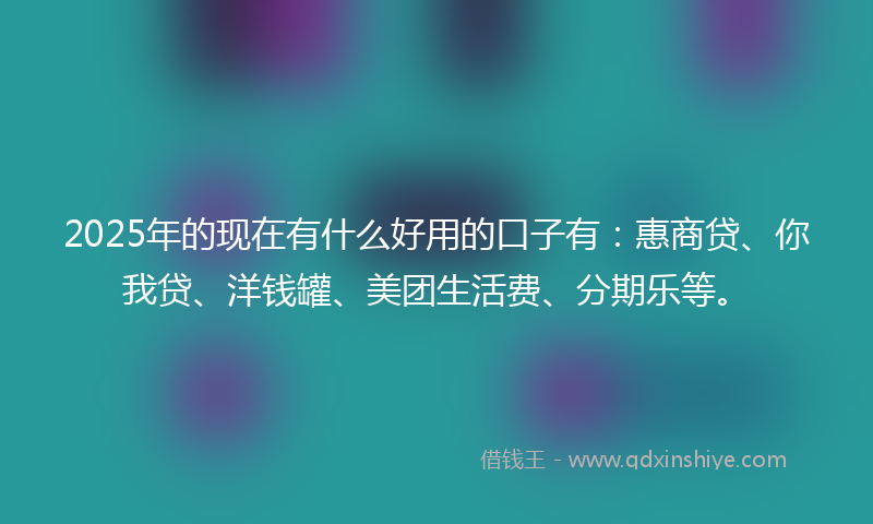 2025年的现在有什么好用的口子有：惠商贷、你我贷、洋钱罐、美团生活费、分期乐等。