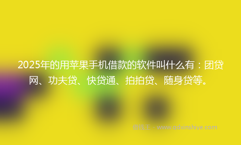 2025年的用苹果手机借款的软件叫什么有：团贷网、功夫贷、快贷通、拍拍贷、随身贷等。