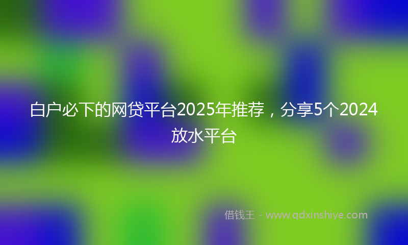 白户必下的网贷平台2025年推荐，分享5个2024放水平台