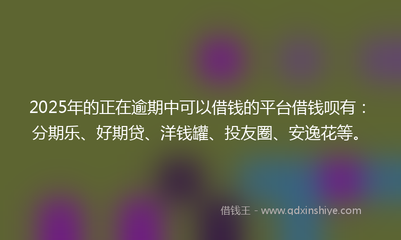 2025年的正在逾期中可以借钱的平台借钱呗有：分期乐、好期贷、洋钱罐、投友圈、安逸花等。