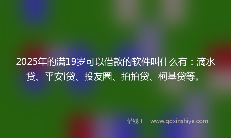 2025年的满19岁可以借款的软件叫什么有：滴水贷、平安i贷、投友圈、拍拍贷、柯基贷等。