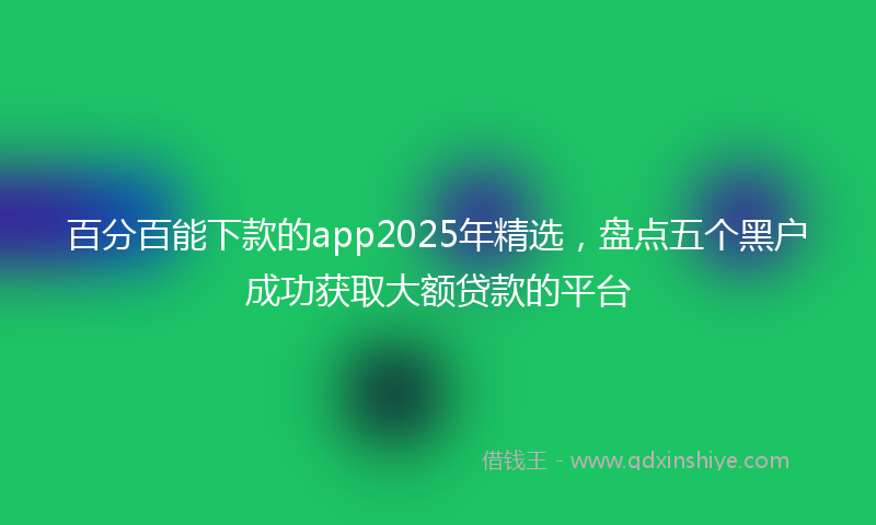 百分百能下款的app2025年精选，盘点五个黑户成功获取大额贷款的平台