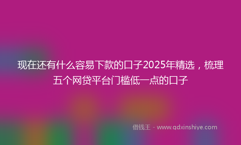 现在还有什么容易下款的口子2025年精选,梳理五个网贷平台门槛低一点的口子