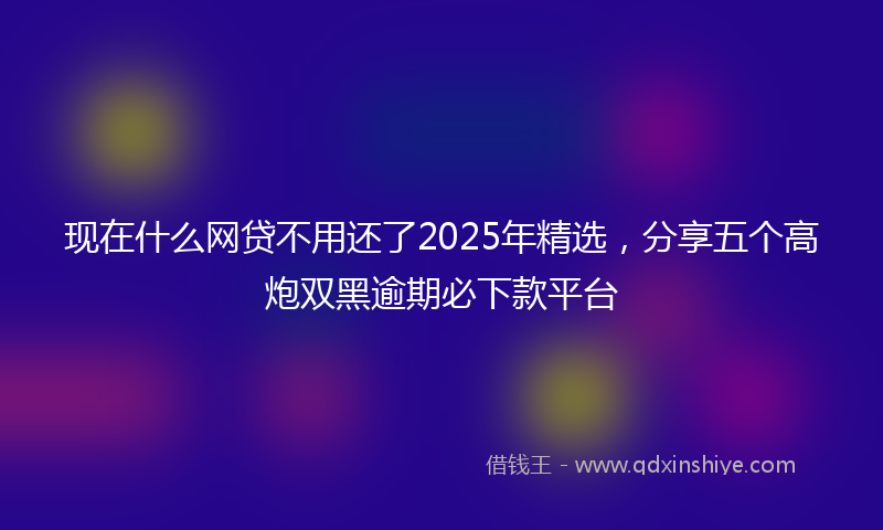 现在什么网贷不用还了2025年精选，分享五个高炮双黑逾期必下款平台