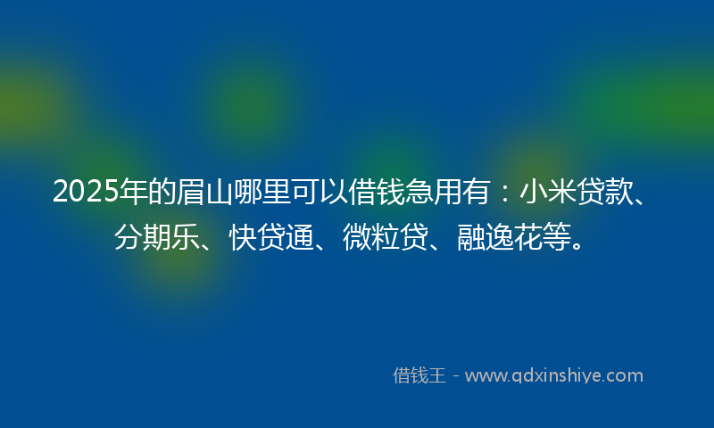 2025年的眉山哪里可以借钱急用有：小米贷款、分期乐、快贷通、微粒贷、融逸花等。