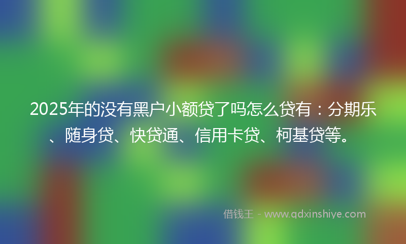 2025年的没有黑户小额贷了吗怎么贷有：分期乐、随身贷、快贷通、信用卡贷、柯基贷等。
