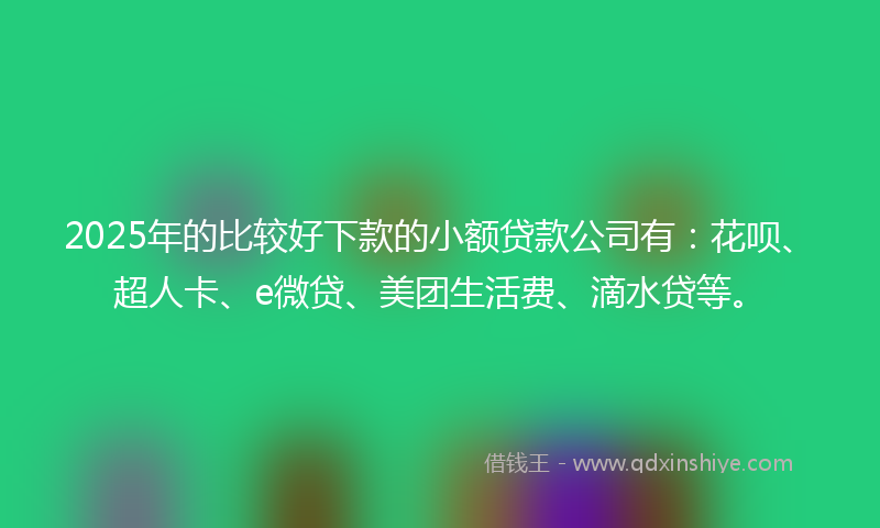 2025年的比较好下款的小额贷款公司有：花呗、超人卡、e微贷、美团生活费、滴水贷等。
