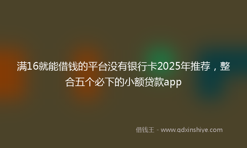 满16就能借钱的平台没有银行卡2025年推荐，整合五个必下的小额贷款app