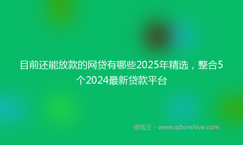 目前还能放款的网贷有哪些2025年精选，整合5个2024最新贷款平台