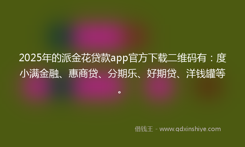 2025年的派金花贷款app官方下载二维码有：度小满金融、惠商贷、分期乐、好期贷、洋钱罐等。
