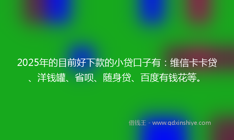 2025年的目前好下款的小贷口子有：维信卡卡贷、洋钱罐、省呗、随身贷、百度有钱花等。