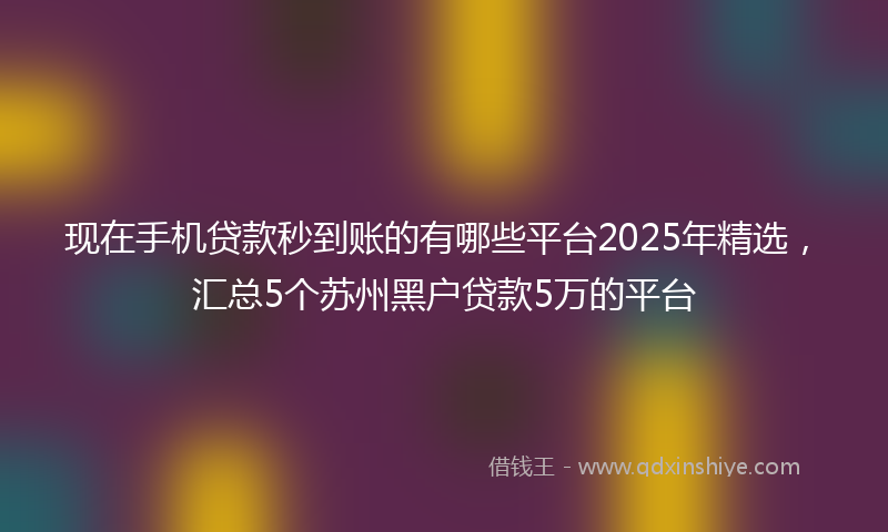 现在手机贷款秒到账的有哪些平台2025年精选,汇总5个苏州黑户贷款5万的平台