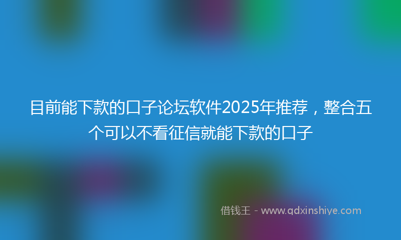 目前能下款的口子论坛软件2025年推荐，整合五个可以不看征信就能下款的口子