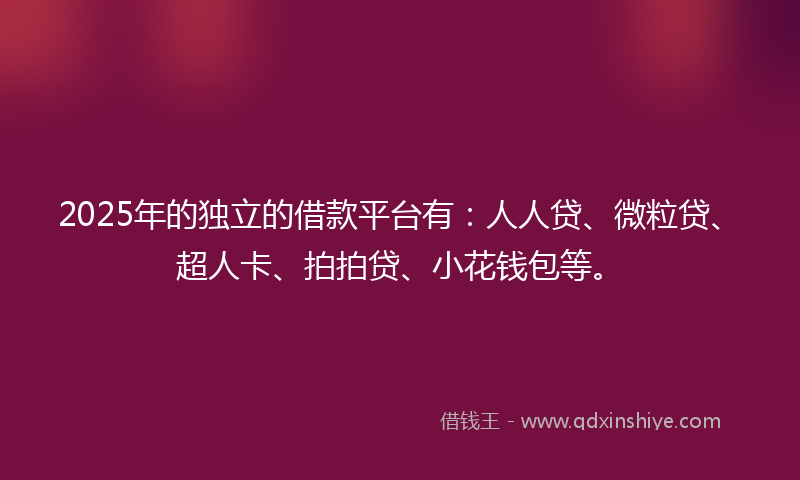 2025年的独立的借款平台有：人人贷、微粒贷、超人卡、拍拍贷、小花钱包等。