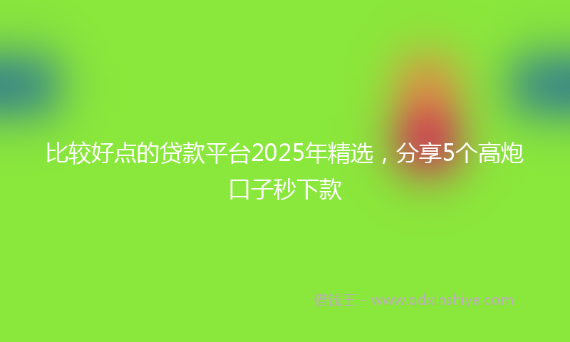 比较好点的贷款平台2025年精选，分享5个高炮口子秒下款