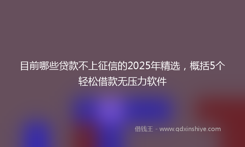 目前哪些贷款不上征信的2025年精选，概括5个轻松借款无压力软件