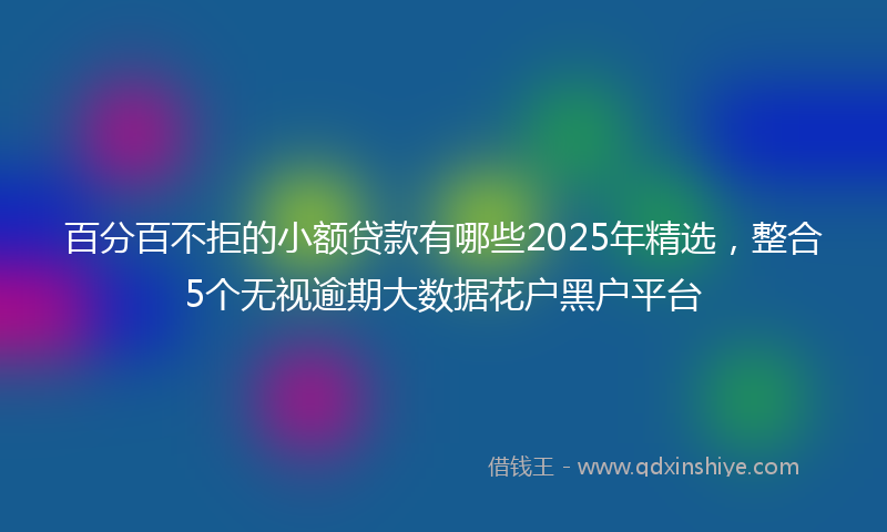 百分百不拒的小额贷款有哪些2025年精选，整合5个无视逾期大数据花户黑户平台