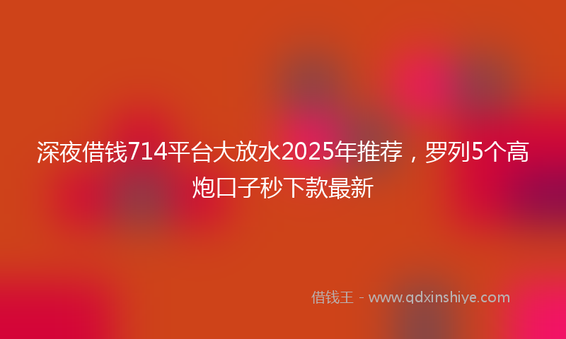 深夜借钱714平台大放水2025年推荐，罗列5个高炮口子秒下款最新