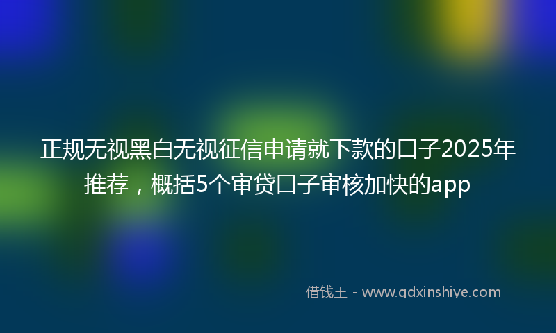 正规无视黑白无视征信申请就下款的口子2025年推荐，概括5个审贷口子审核加快的app