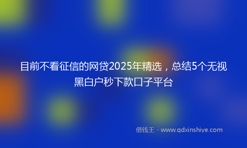目前不看征信的网贷2025年精选，总结5个无视黑白户秒下款口子平台