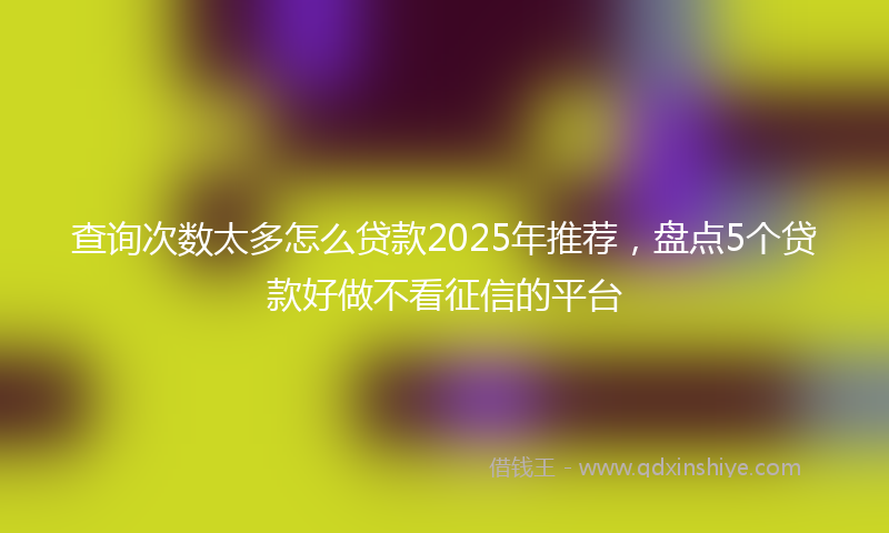 查询次数太多怎么贷款2025年推荐，盘点5个贷款好做不看征信的平台
