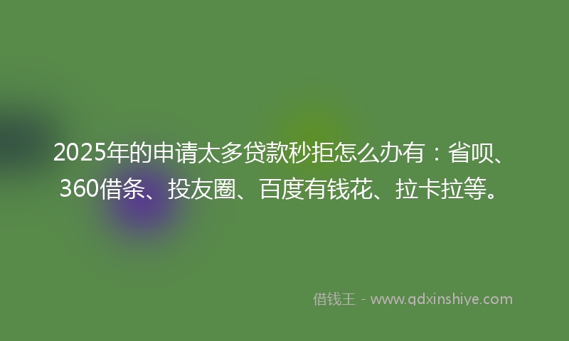 2025年的申请太多贷款秒拒怎么办有：省呗、360借条、投友圈、百度有钱花、拉卡拉等。