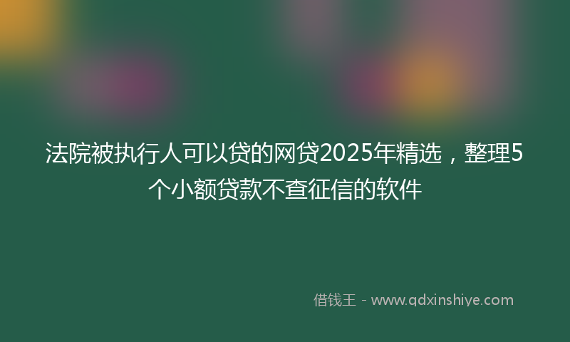 法院被执行人可以贷的网贷2025年精选，整理5个小额贷款不查征信的软件
