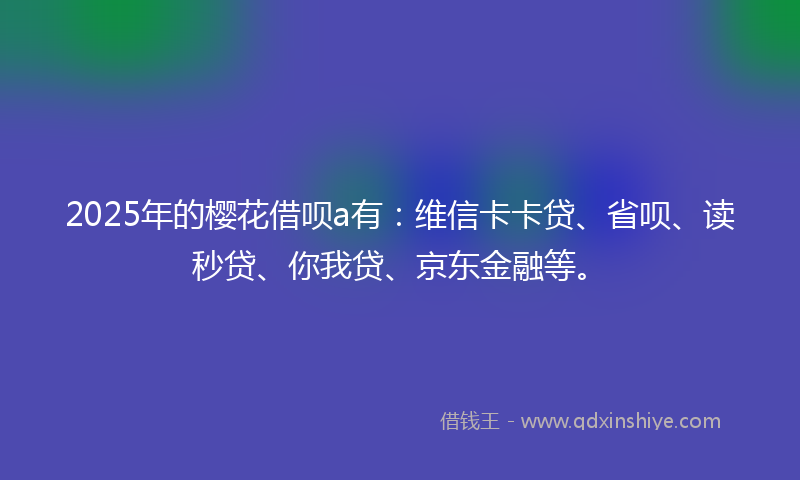 2025年的樱花借呗a有：维信卡卡贷、省呗、读秒贷、你我贷、京东金融等。