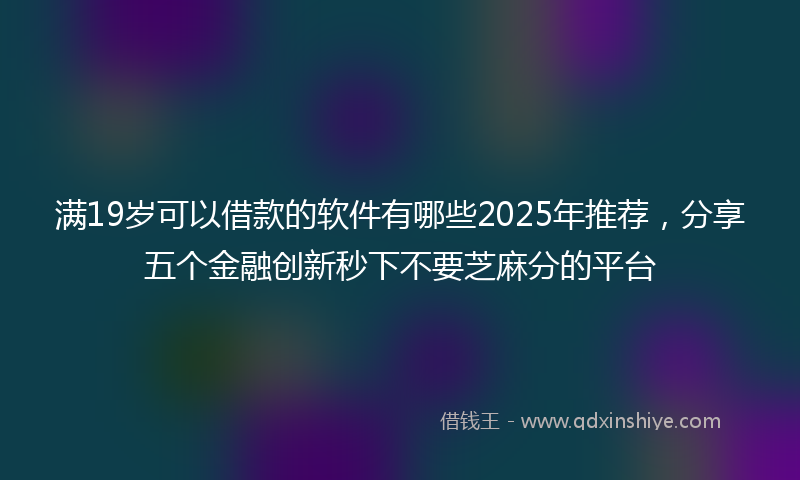 满19岁可以借款的软件有哪些2025年推荐，分享五个金融创新秒下不要芝麻分的平台