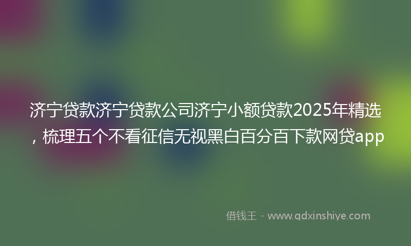 济宁贷款济宁贷款公司济宁小额贷款2025年精选，梳理五个不看征信无视黑白百分百下款网贷app