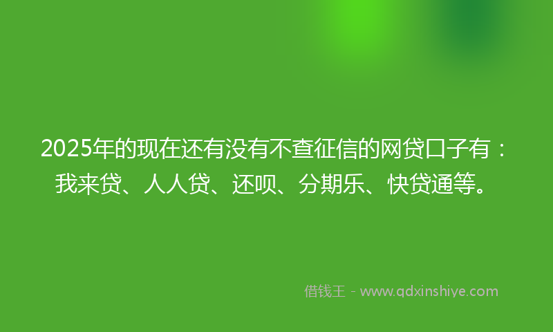 2025年的现在还有没有不查征信的网贷口子有：我来贷、人人贷、还呗、分期乐、快贷通等。
