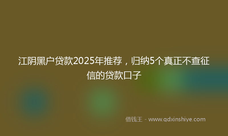 江阴黑户贷款2025年推荐，归纳5个真正不查征信的贷款口子