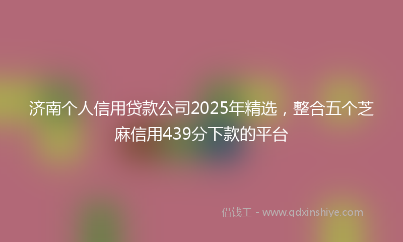 济南个人信用贷款公司2025年精选，整合五个芝麻信用439分下款的平台