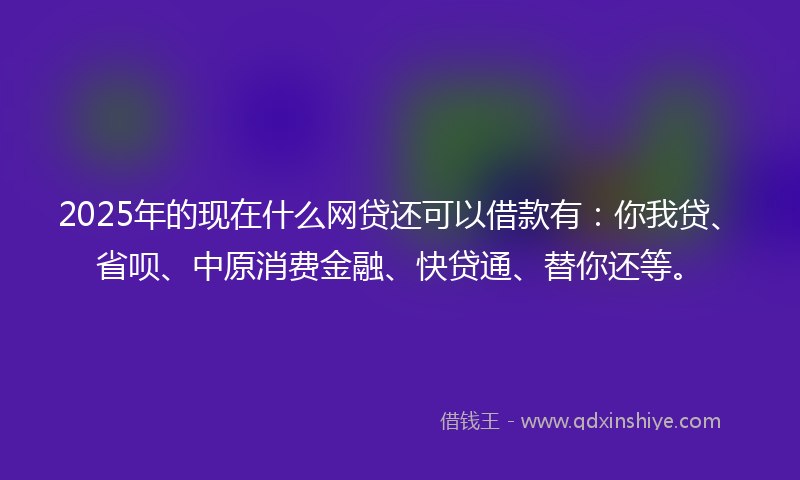 2025年的现在什么网贷还可以借款有：你我贷、省呗、中原消费金融、快贷通、替你还等。