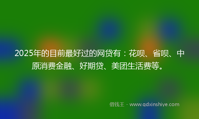 2025年的目前最好过的网贷有：花呗、省呗、中原消费金融、好期贷、美团生活费等。