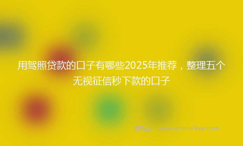用驾照贷款的口子有哪些2025年推荐，整理五个无视征信秒下款的口子