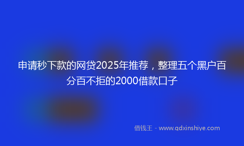 申请秒下款的网贷2025年推荐，整理五个黑户百分百不拒的2000借款口子