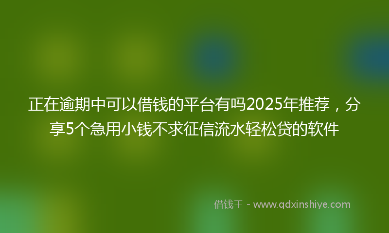 正在逾期中可以借钱的平台有吗2025年推荐，分享5个急用小钱不求征信流水轻松贷的软件