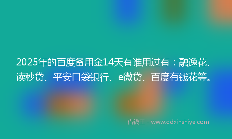 2025年的百度备用金14天有谁用过有：融逸花、读秒贷、平安口袋银行、e微贷、百度有钱花等。