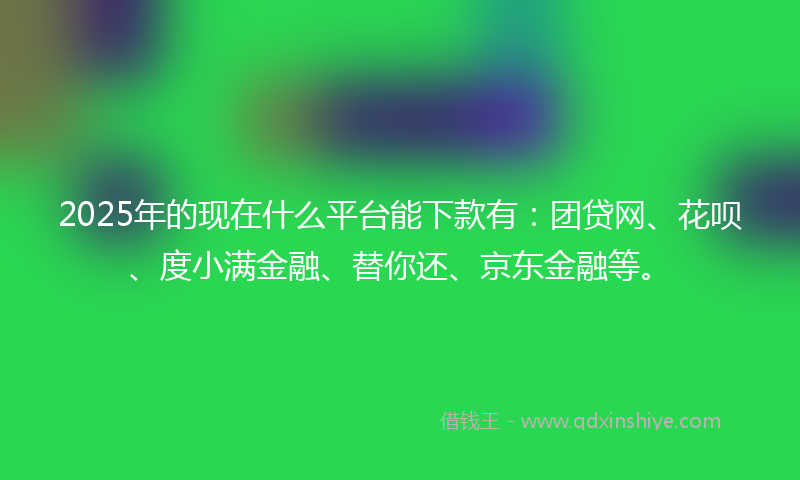 2025年的现在什么平台能下款有：团贷网、花呗、度小满金融、替你还、京东金融等。