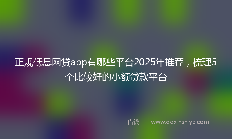 正规低息网贷app有哪些平台2025年推荐，梳理5个比较好的小额贷款平台