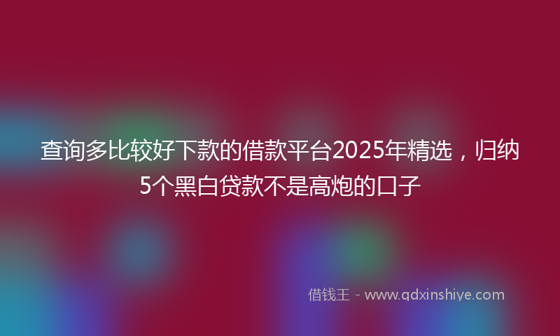 查询多比较好下款的借款平台2025年精选，归纳5个黑白贷款不是高炮的口子